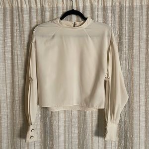 Off-white Cropped Blouse with Button Cuffs